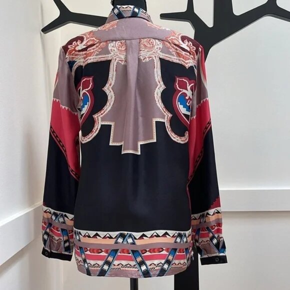 Aztec and Paisley print Silk Blouse - Picture 4 of 4